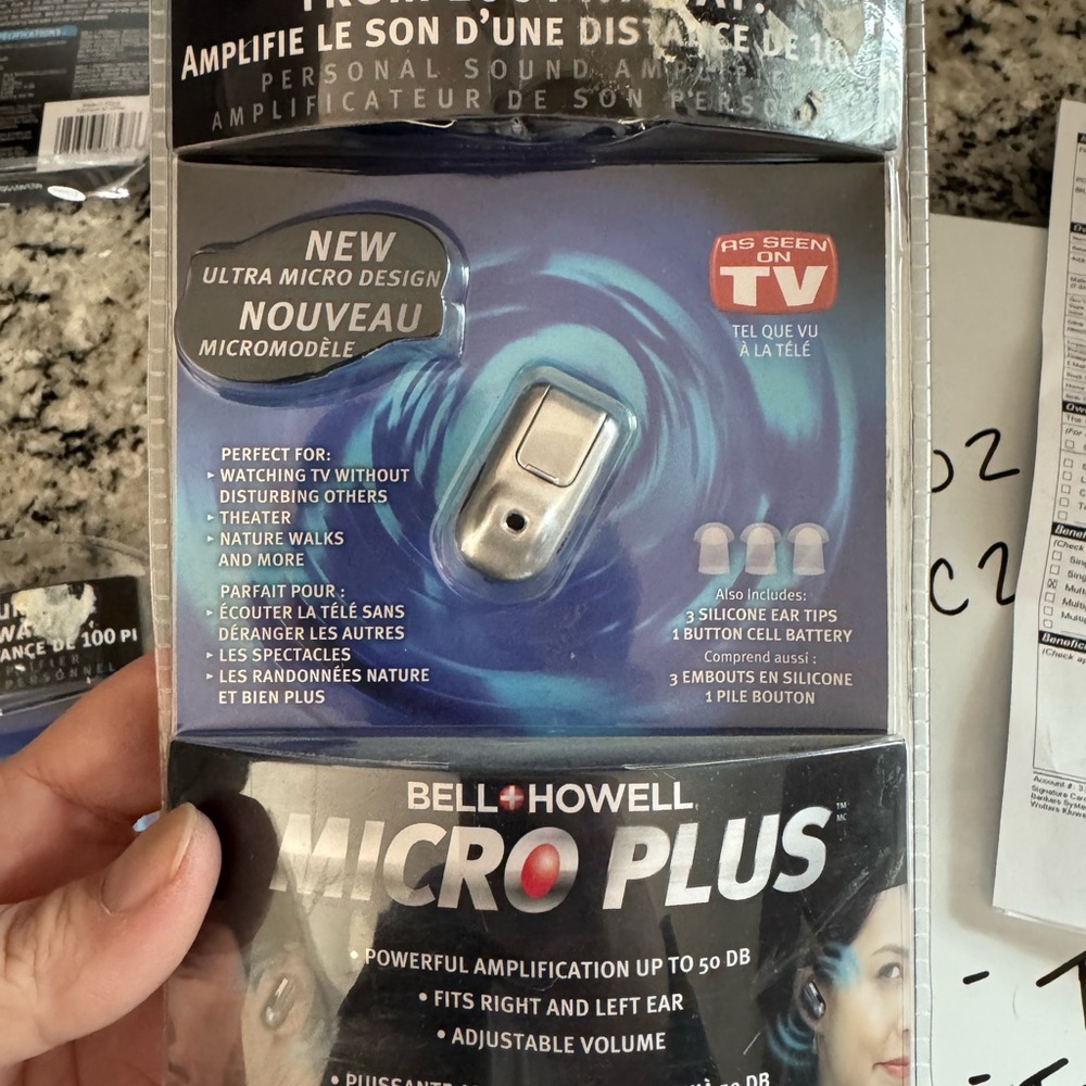 Bell + Howell Micro Plus Personal Sound Amplifier - Silver/Black